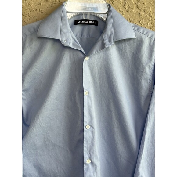 MICHAEL KORS Baby Blue Women’s Sz 14 Button Up Long Sleeve Cotton Shirt - Picture 7 of 7